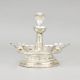 Handcrafted Silver Plated Copper Multi Diya Stand with Handle